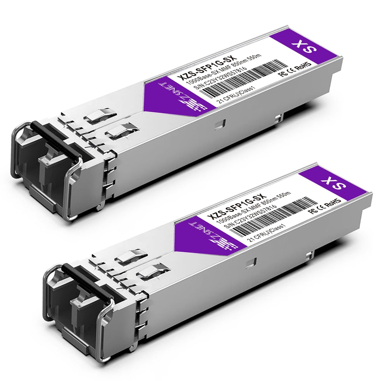 XZSNET 1000BASE-SX SFP Transceiver, 1.25G SFP to LC Multimode Fiber Module Compatible with Cisco GLC-SX-MMD, Ubiquiti UniFi UF-MM-1G, Mikrotik,