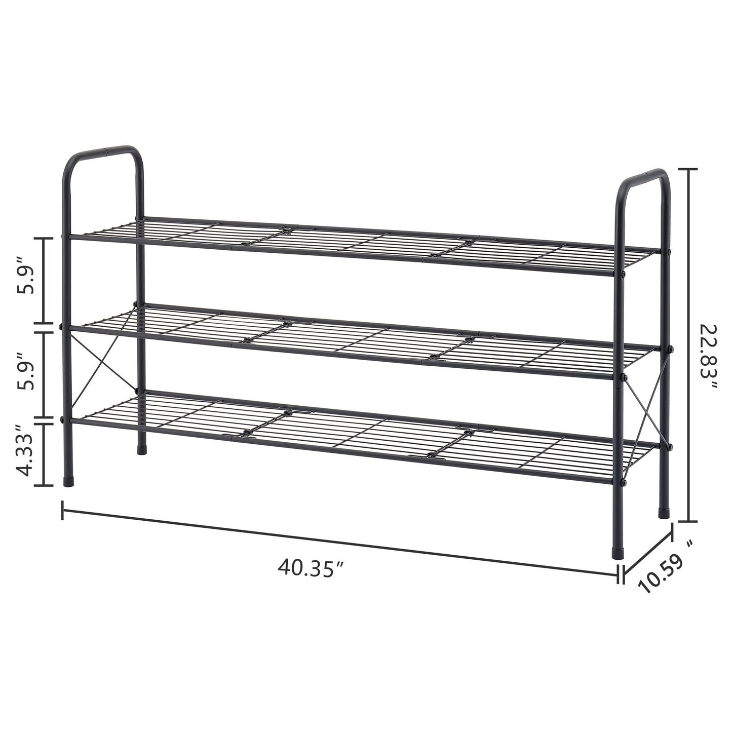 Hoctieon 3 Tier Mesh Style Shoe Rack, Entryway Shoe Shelf, Shoe Storage Organizer, Shoe Rack for Closet, Space Save for Bathroom, Garage, Hallway