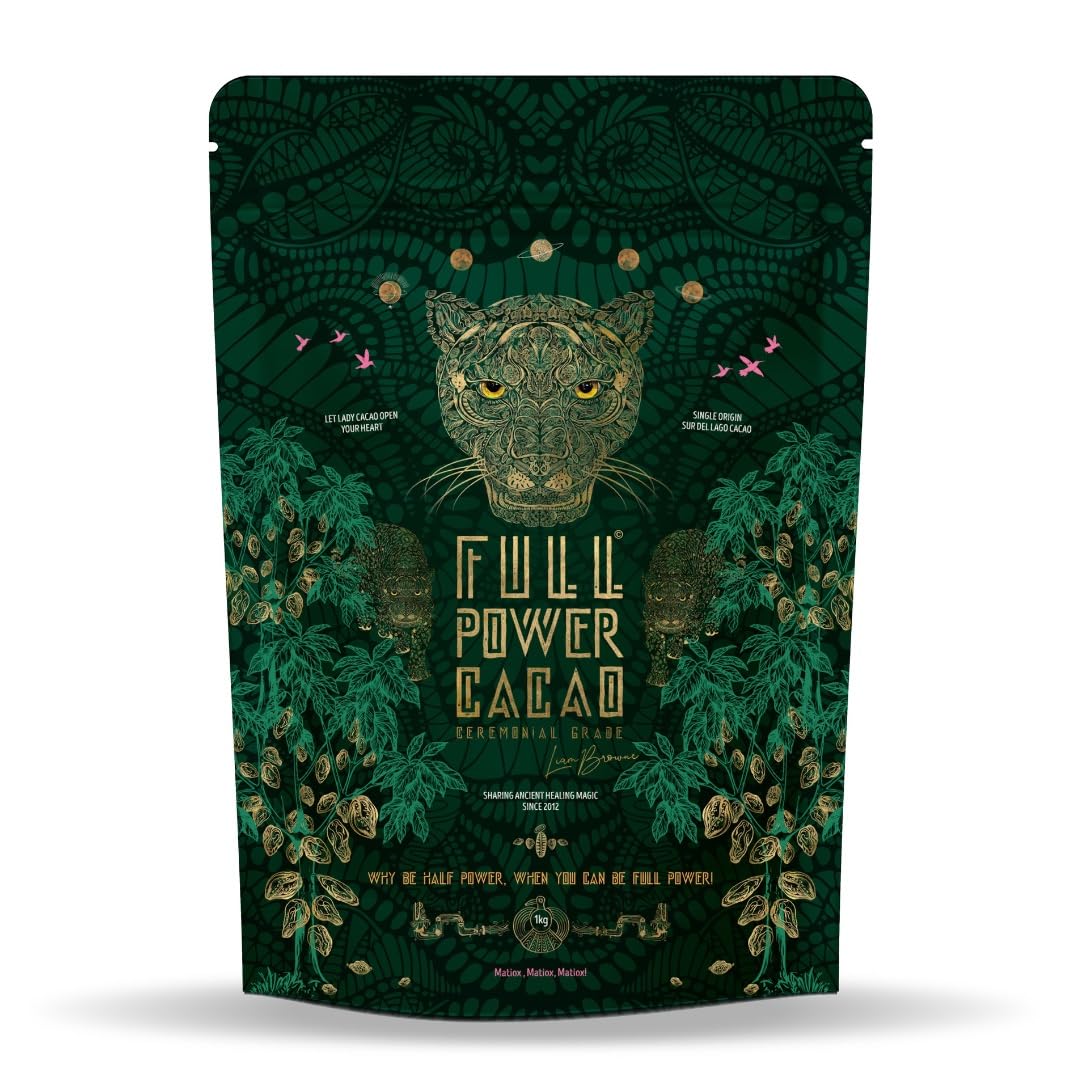 FULL POWER CACAO - Ceremonial Grade Cacao 1kg - Premium Raw & Pure Ceremonial Grade Cacao for Heartwarming Rituals & Healing Journeys, As Seen On