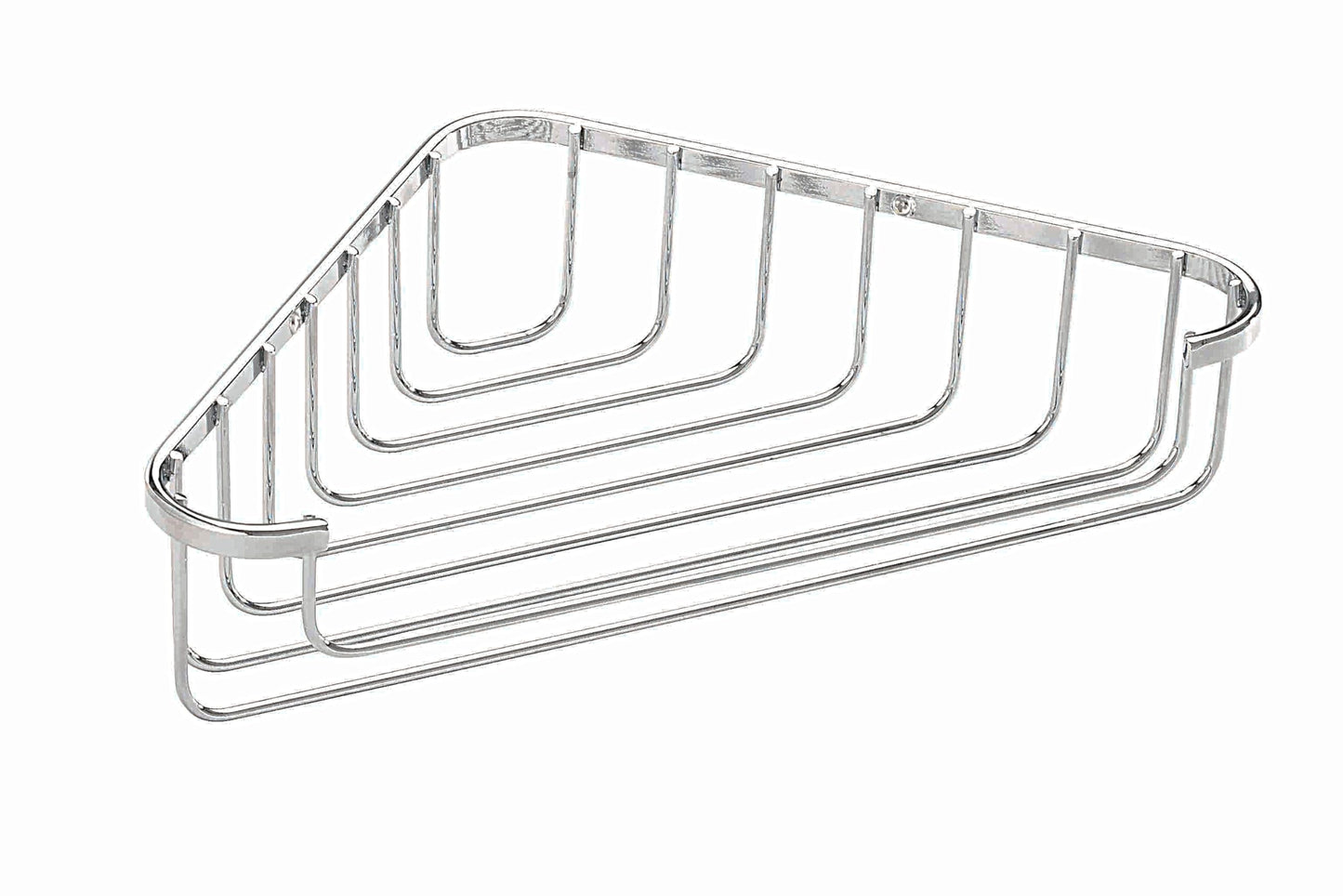 Croydex Corner Basket - Bathroom Storage Solution, Chrome Mild Steel Shower Caddy, Elegant Bathroom Accessory with Screw to Wall Fixings, Wall Plugs &