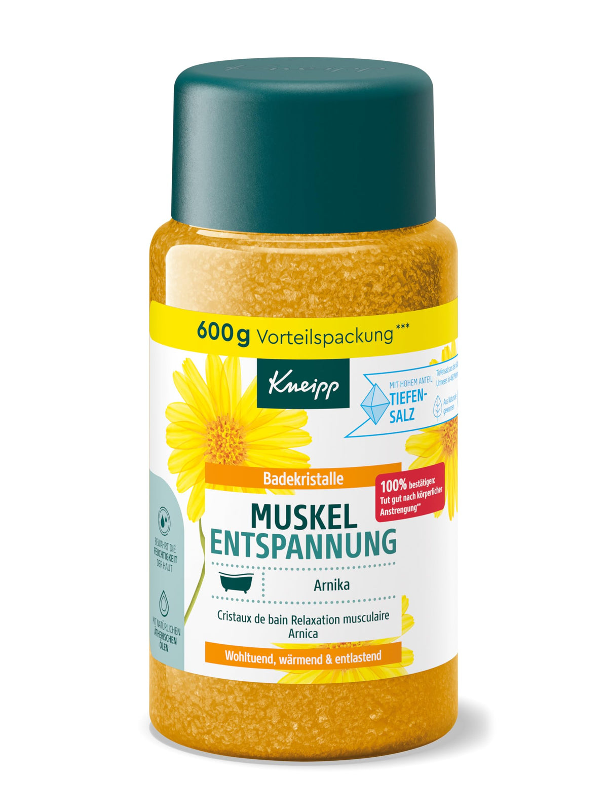 Kneipp Bath Crystals Muscle Relaxation - Storage Pack - with Natural Deep Salt from Luisenhall Saline & with Extract of Arnica & Essential Oils from