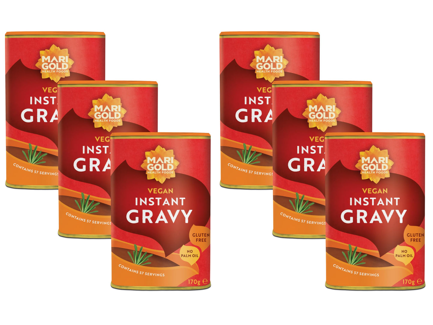 Marigold Vegan Instant Gravy 170g (Pack of 6)? Gluten-Free, Palm Oil-Free, No Added MSG ? Natural Ingredients, Bold Flavour for Soups, Stews &