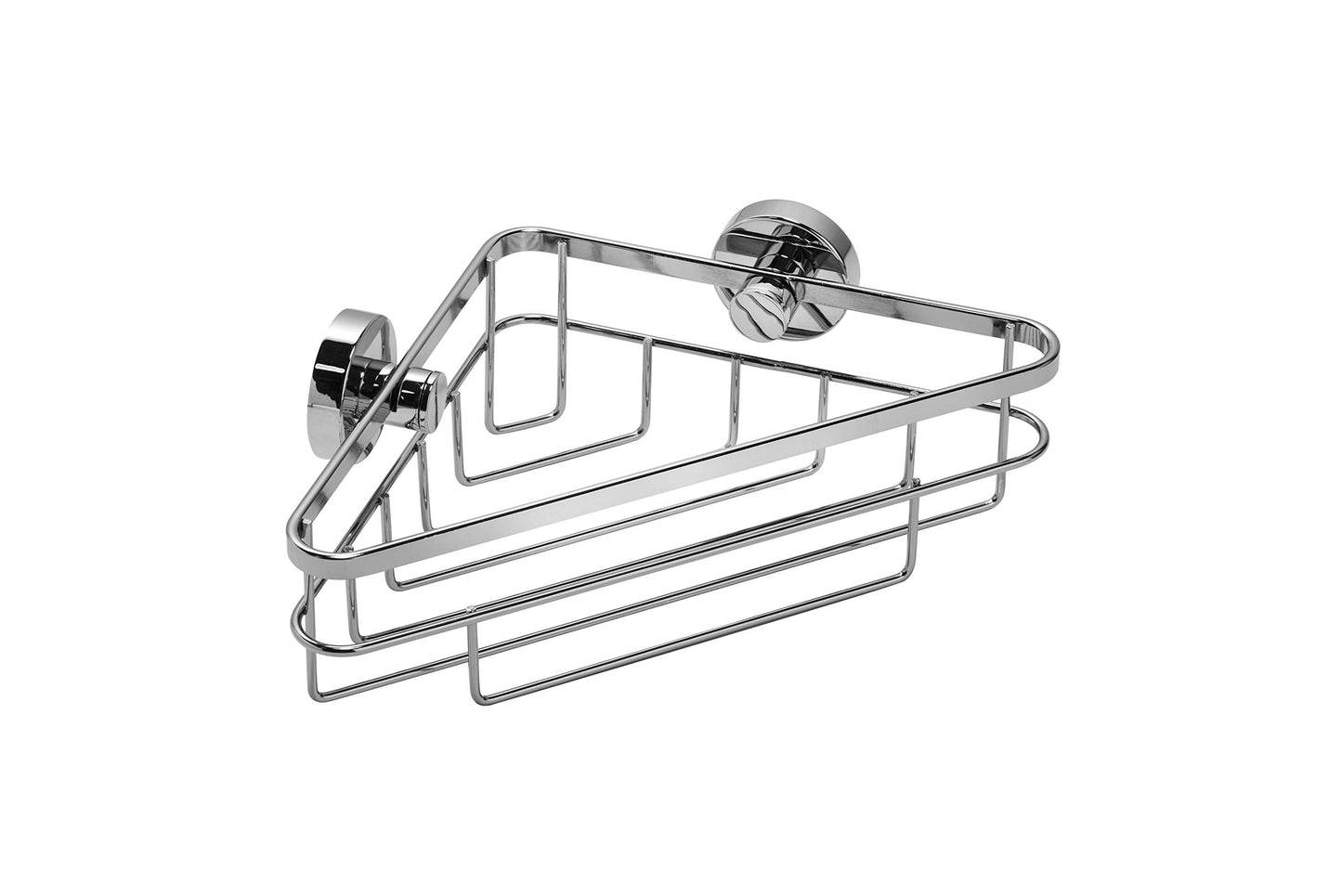 Croydex Brockham Flexi-Fix Corner Shower Caddy - Chrome Shower Shelf with Adjustable Fixing Points, Screw or Glue, Suitable for Wet Areas, Includes