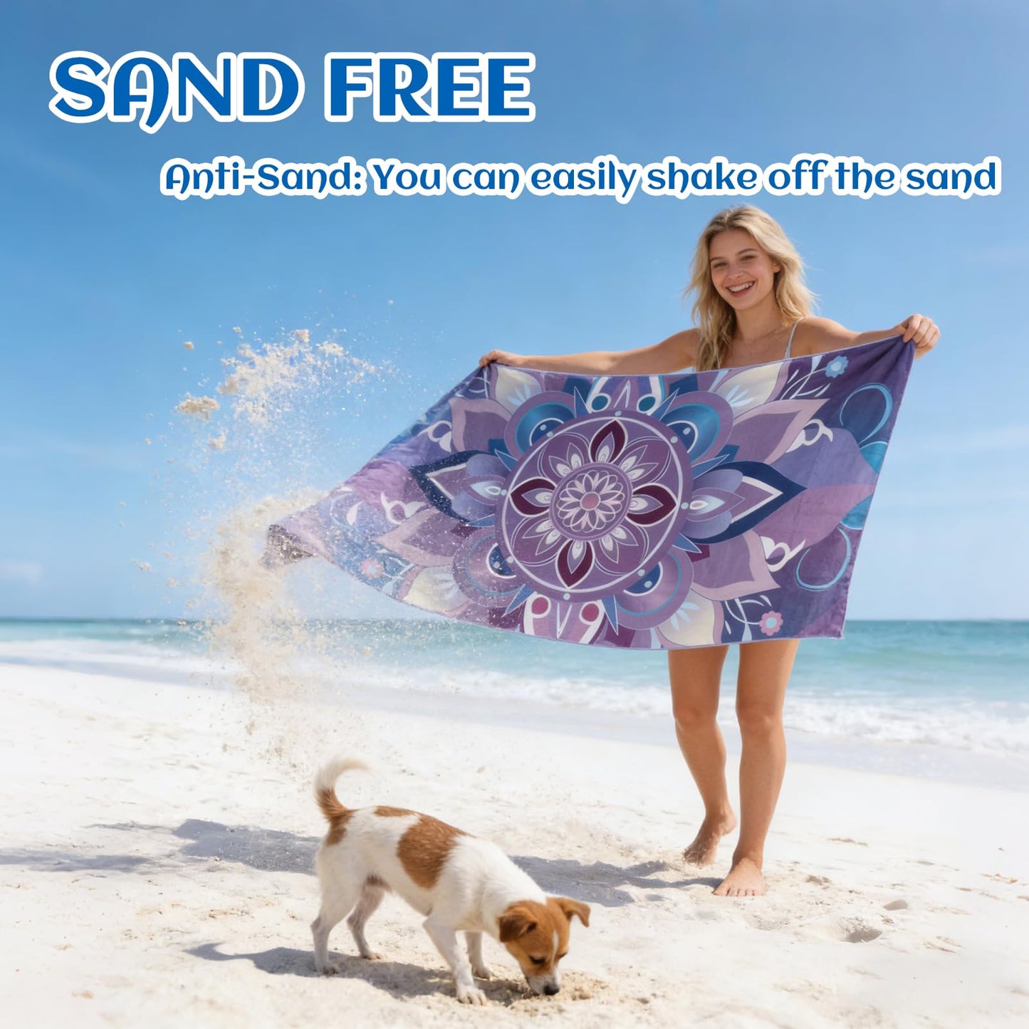 Anavasi 2 Pack Microfibre Beach Towels for Adults, 180 x 90 cm with Net Bag