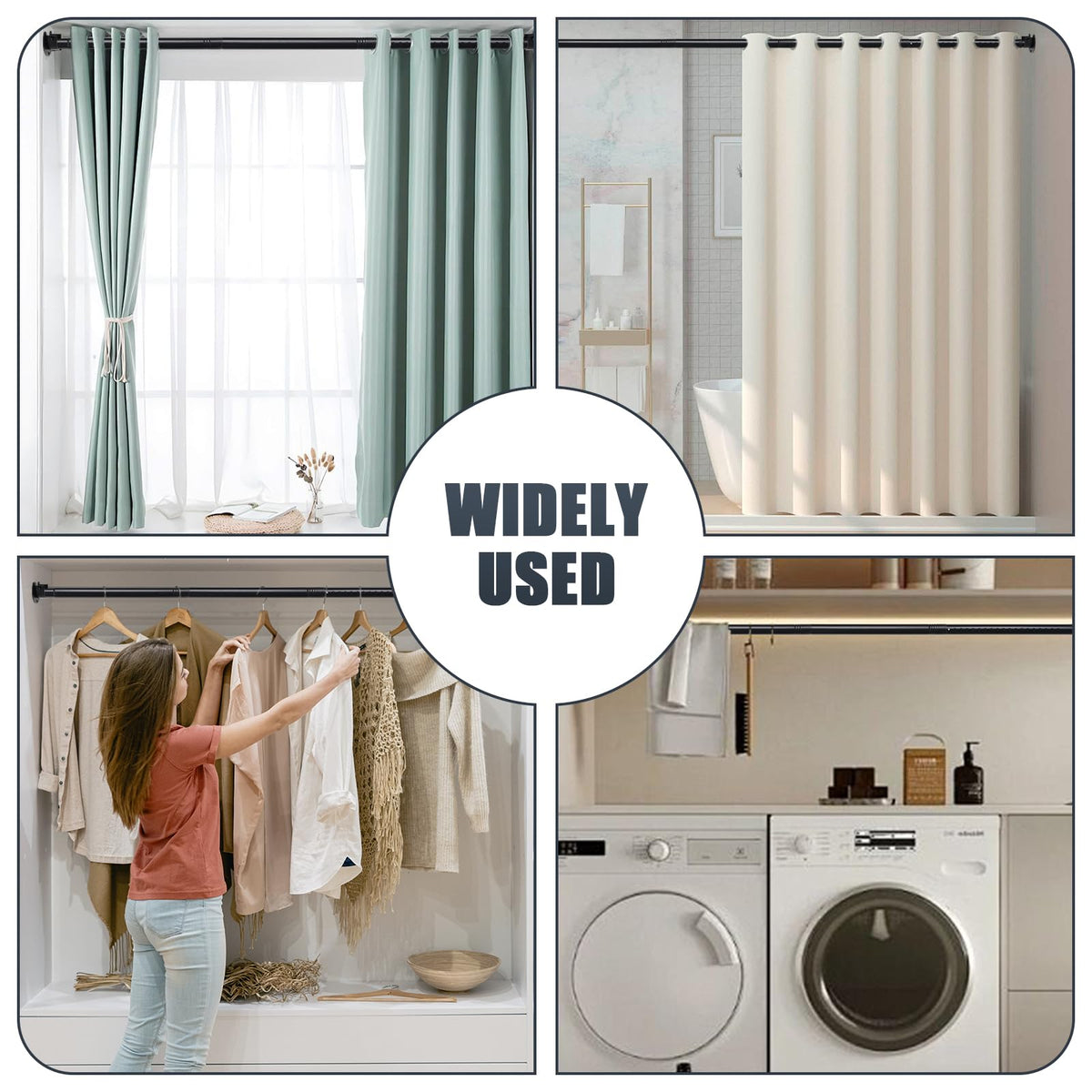 FASTDEPLE Extendable Wardrobe Rail 40 to 212 CM - Heavy Duty Hanging Pole for Cabinet, Cupboard and Clothes