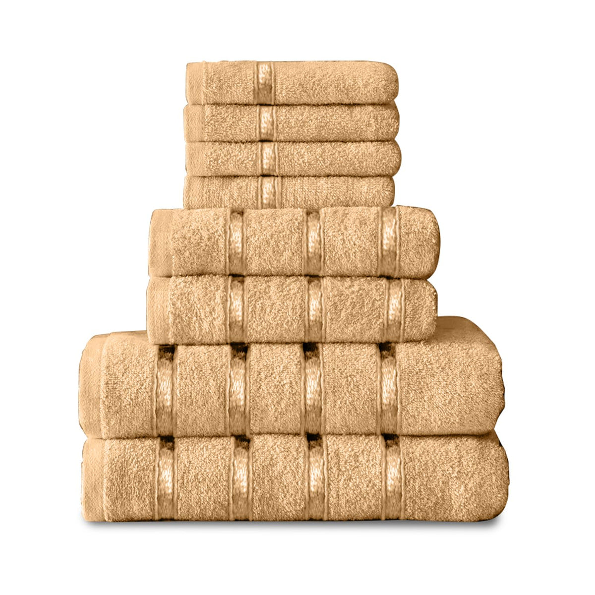 GC GAVENO CAVAILIA 8 Piece Towel Bale Set, Quick Dry Highly Absorbent Cotton 450 Towels Sets Bathroom, 4x Face Towel 2x Hand Towels 2x Bath Towels,