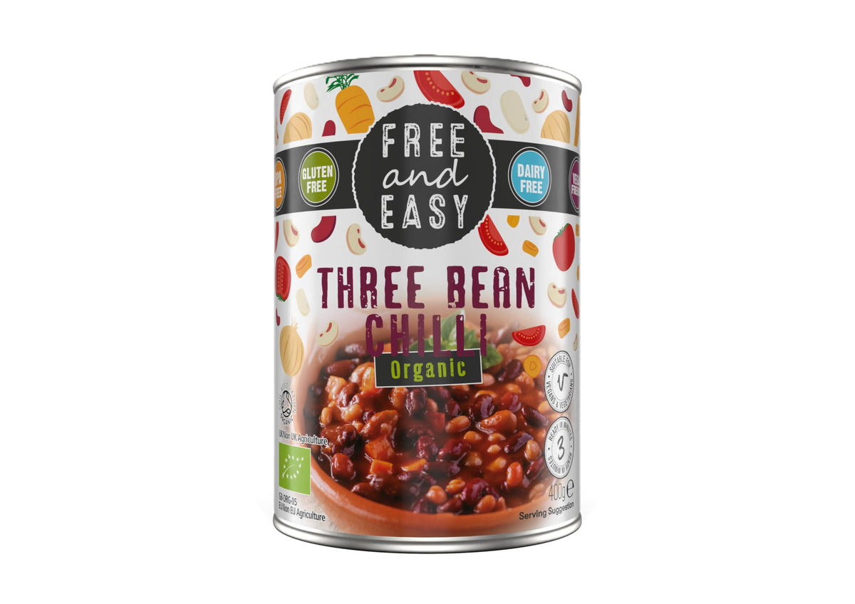 Free and Easy Organic Three Bean Chilli 400 g (Pack of 6)