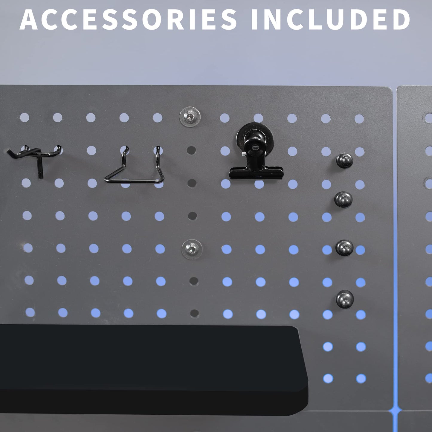VIVO Steel Clamp-on Desk Pegboard, 30cm x 51cm Privacy Panel, Magnetic Peg Board, Office Accessory Organizer, Above or Under Desk Placement, Black