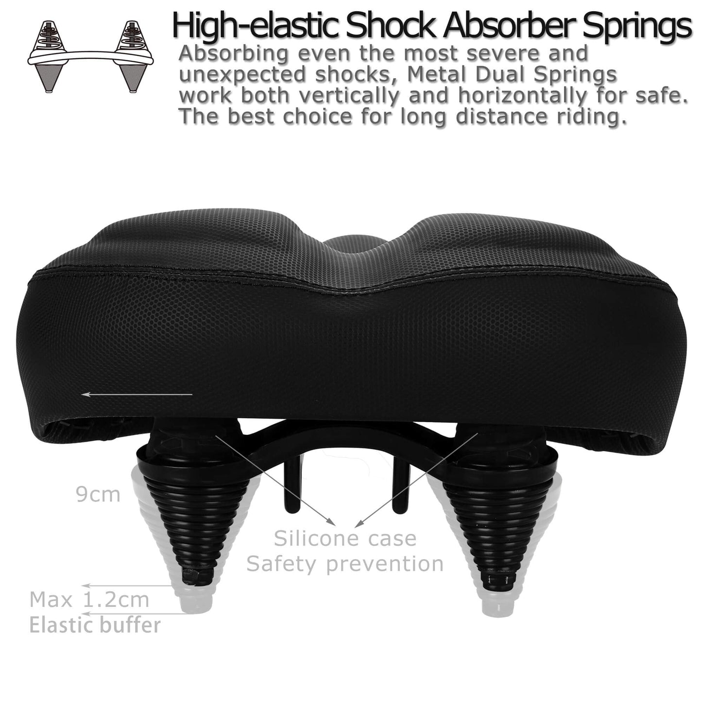 DAWAY C40 Ultra-Comfortable Oversized Bike Seat - Memory Foam Padded, Extra Wide Soft Bicycle Saddle for Men Women Seniors - Fit for Peloton, Cruiser,