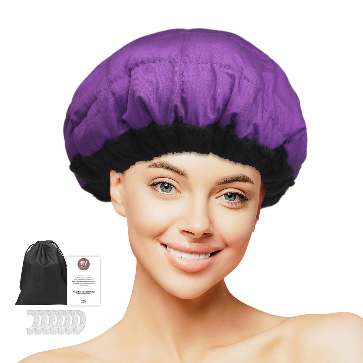 Deep Conditioning Heat Cap,MQUPIN Microwavable Heat Cap 100% Natural Flaxseed Thermal Cap for Steaming Hair Styling and Steam Cap Steaming Haircare