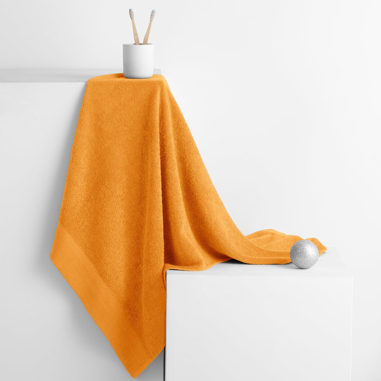 AmeliaHome Set 6pcs 4 Towels 50x100 cm and 2 Bath Towels 70x140 cm 100% Cotton Absorbent Orange Amari