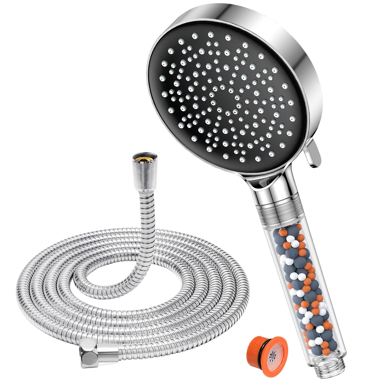 YEAUPE Shower Head and Hose with Filter - High Pressure Shower Head with 1.5M Hose Powerful Flow Showerheads for Low Pressure Hard Water Filter Shower