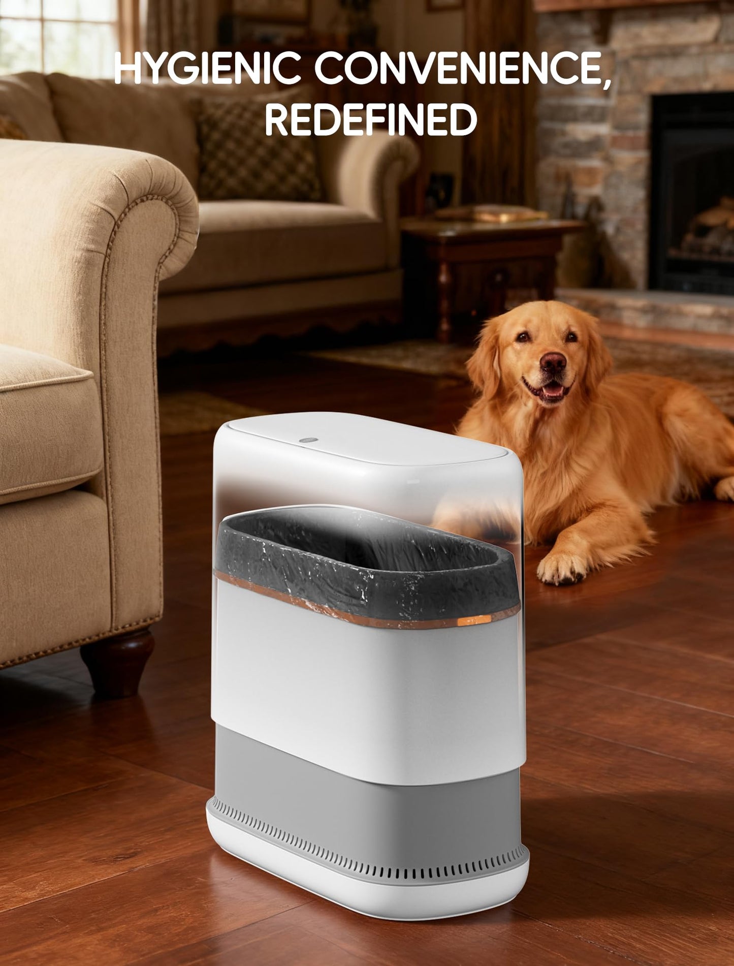 LEGUO Slim Touch Top Bathroom Bin with Lid, White, 18L