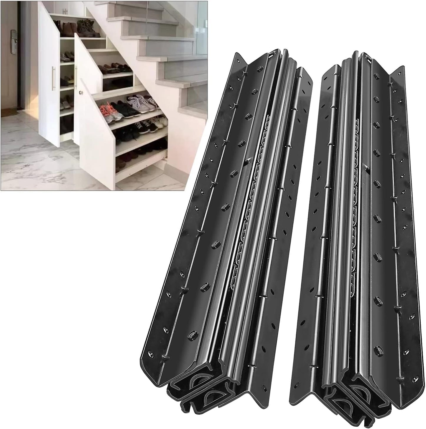 AOLISHENG Bottom Mount Heavy Duty Drawer Runners Under Stairs Drawer Runners 600~1450mm 120kg Load Capacity Undermount Heavy Duty Drawer Slides Black