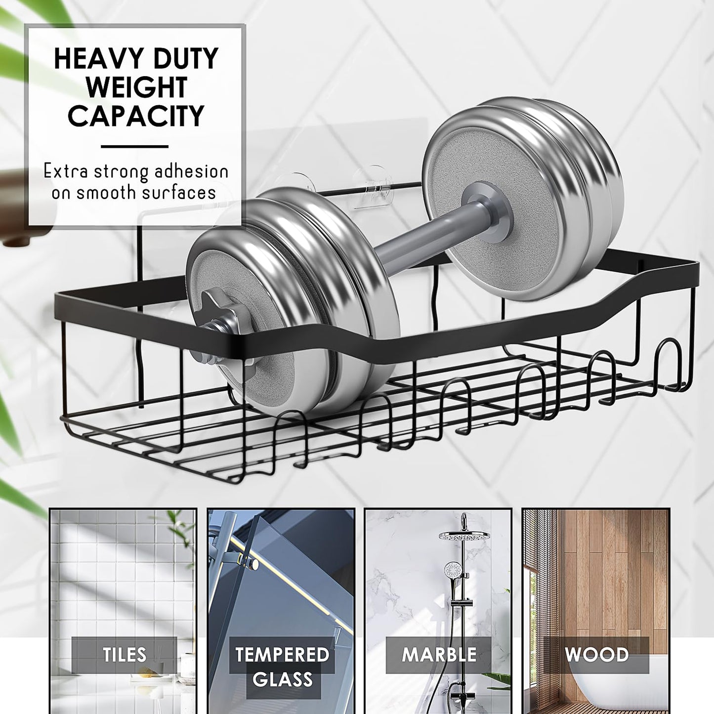 Clara Clark Bathroom Set - 28PC Bathroom Set with Adhesive Corner Shower Caddy Hanging, Bathroom Sets with Shower Curtain and Rugs