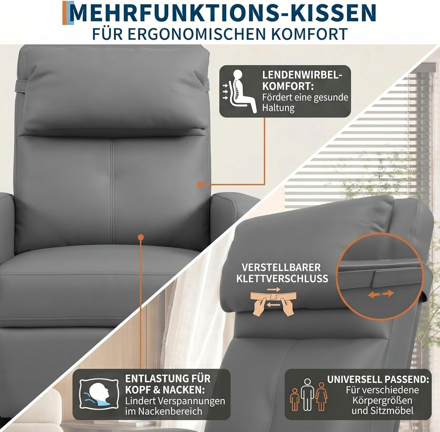 GarveeHome Power Recliner Chair with Heat and Massage, Grey