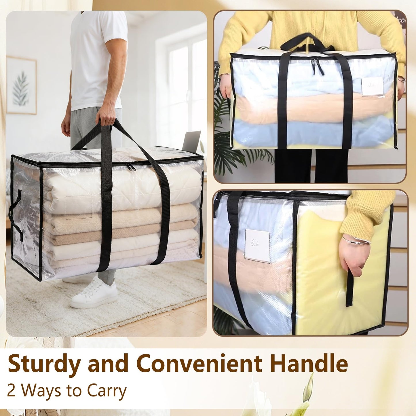 ChioSun 108L Heavy Duty Moving Bags,3 Pack Large Storage Bags with Zips