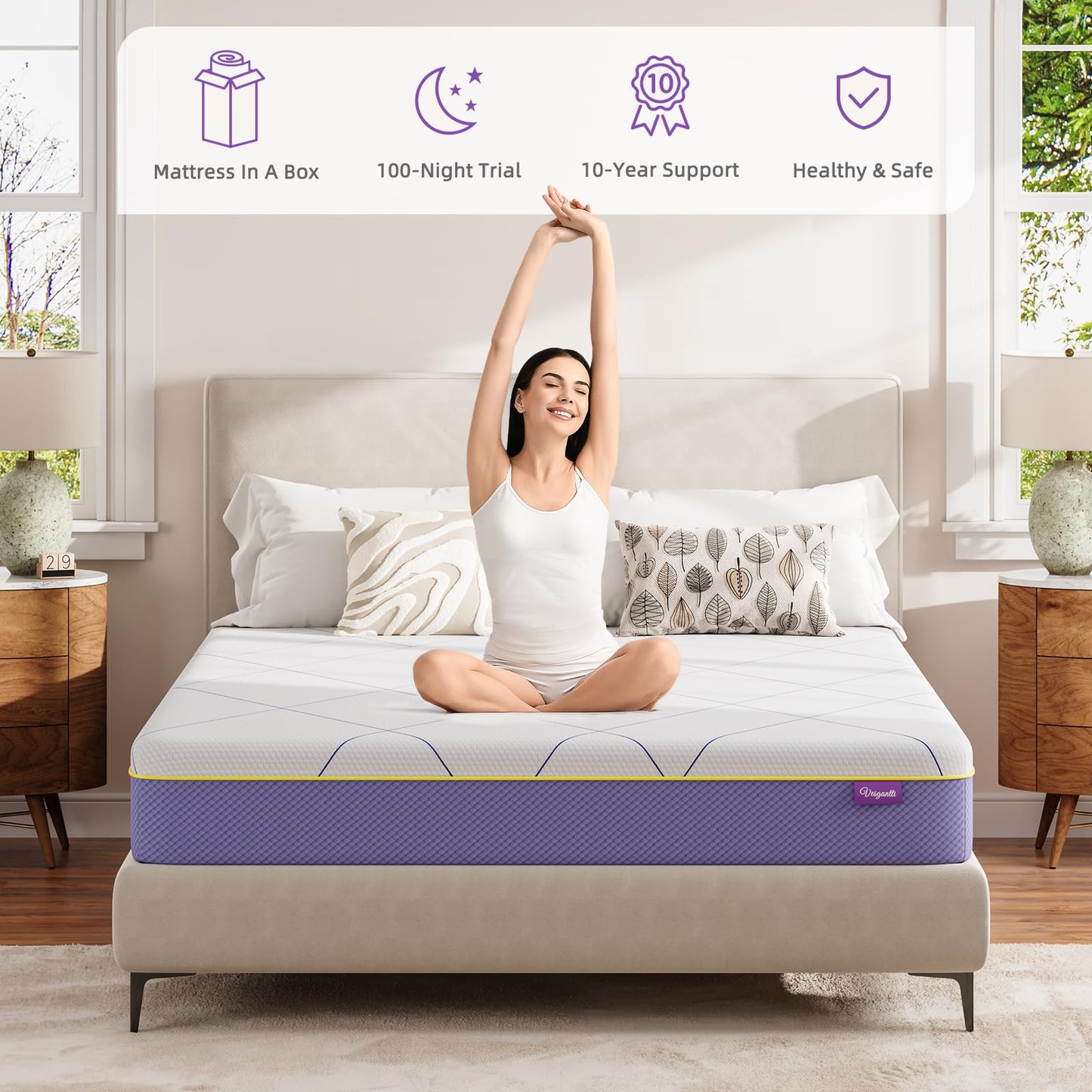 Vesgantti 18CM Cooling Gel Memory Foam Mattress - King Size, Medium Firm