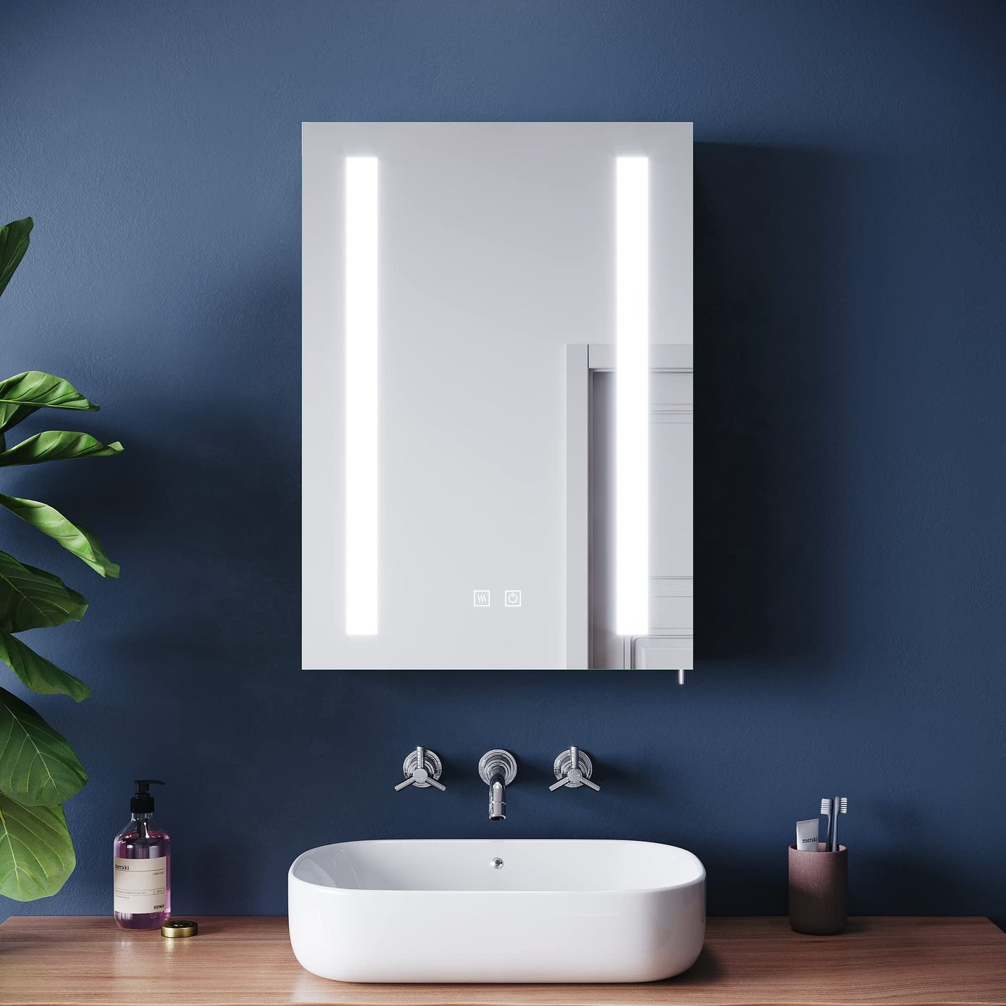 ELEGANT Black Bathroom Cabinet with Mirror LED Single Door Mirrored Cabinets with Shaver Socket | Demister Pad | Adjustable Shelves | Bulid-in Light