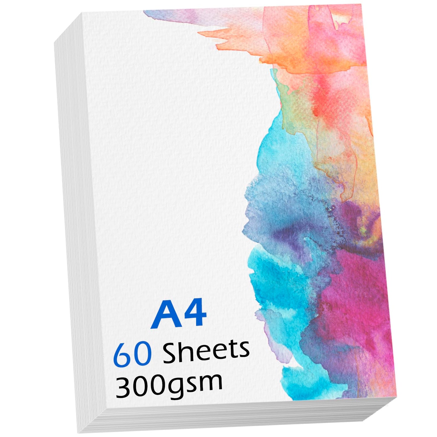 LUFEEMGA Watercolour Paper A4 x 60 Sheets, 140 lb 300 GSM Natural Cotton Paper Student Grade Watercolour Pad, Cold-Pressed, Art Paper Water Colour