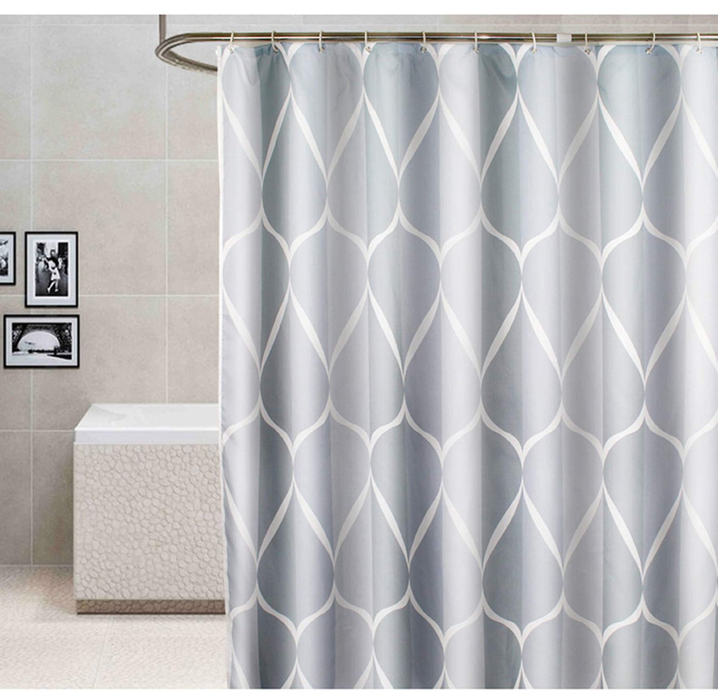 GONOVE Shower Curtain for Bathroom 280 x 200 cm Mildew Resistant Waterproof Polyester Fabric Geometric Shower Curtain Liner Washable Bath Curtain with