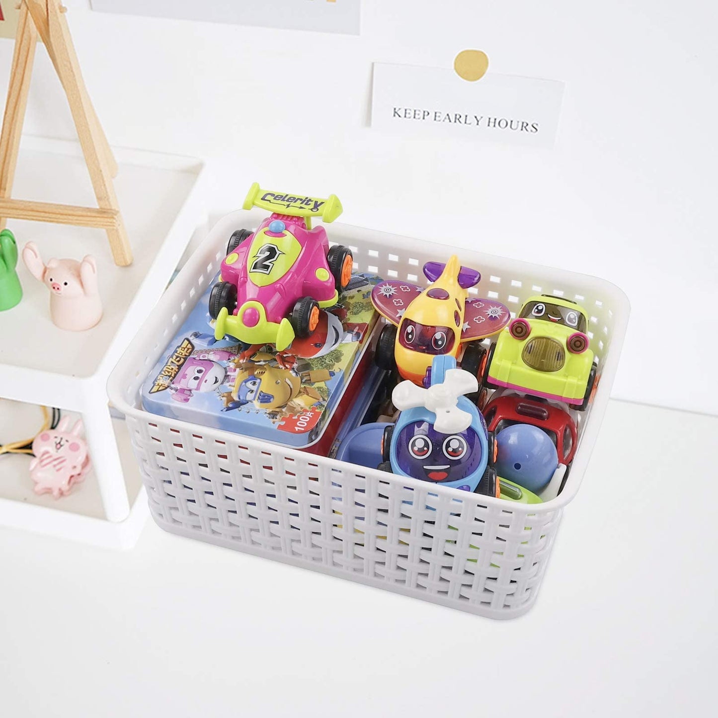 Leendines 6 Pack Plastic Weave Storage Basket, Small Kitchen Cupboard Baskets Set