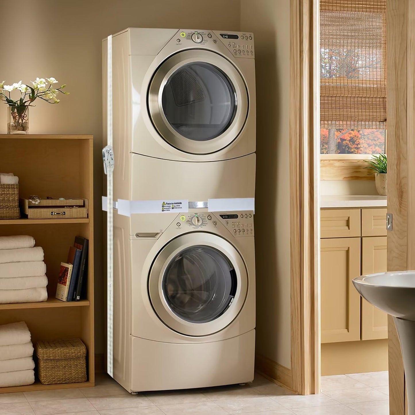 NIUXX Universal Stacking Kit for Washer and Dryer, Adjustable Stacking Frame Kit Fit for 46-66 cm Washing Machine and Tumble Dryers, Stacking Shelf