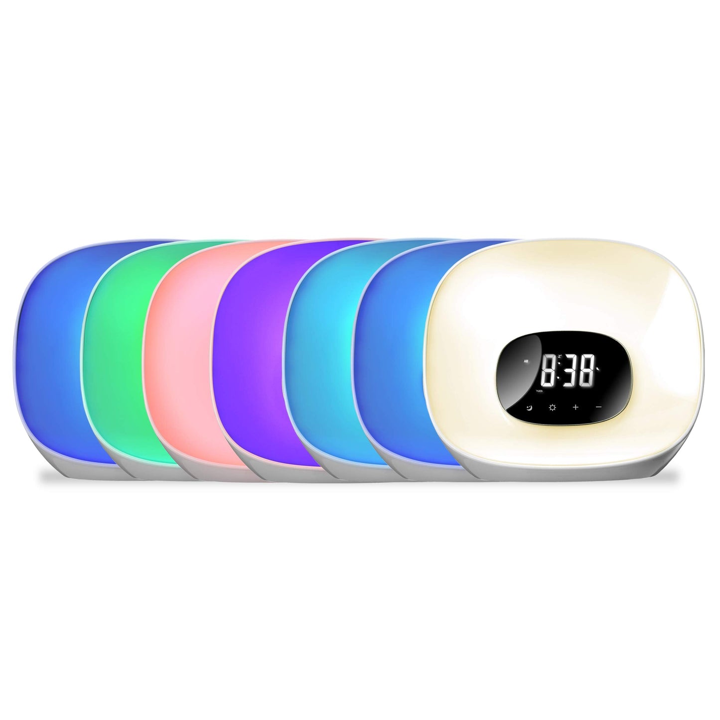 Groov-e Light Curve Touch Control FM Radio Alarm Clock with LED Lamp Wake-Up Light & Snooze - White