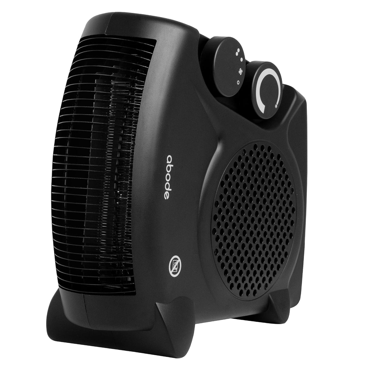 Abode, AFH1001B, Horizontal and Vertical Fan Heater with 2kW Power, 2 Heat Settings, Overheat Protection, Adjustable Thermostat, 20m2 Room Size in