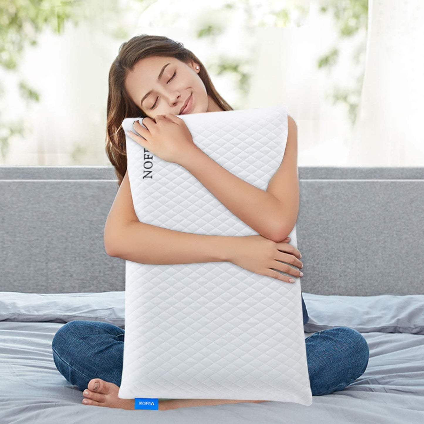 NOFFA Bouncy Orthopedic Neck Support Pillow for Sleeping, Special Foam Deep Sleep Pillow, Bed Pillow for Side, Back, Stomach Sleepers, Removable and