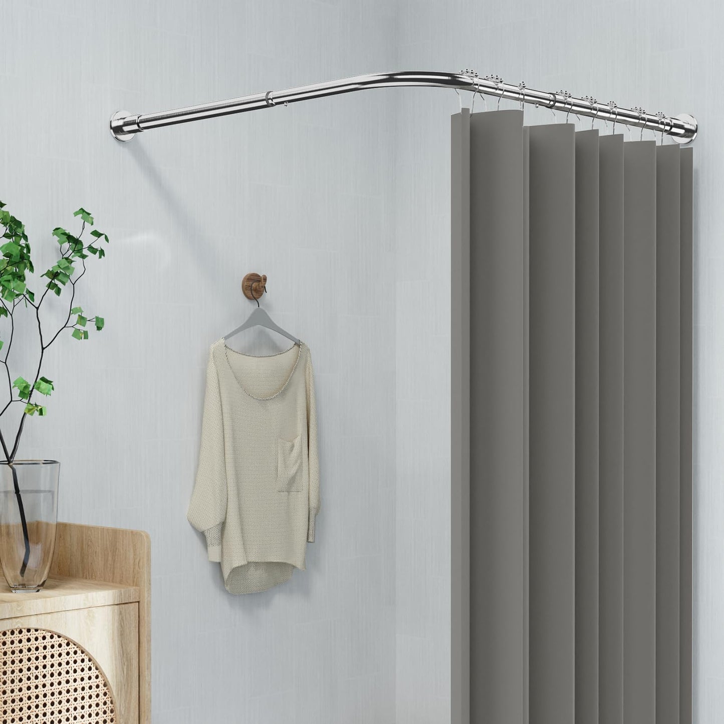 WELDUN L-Shaped Shower Curtain Rod, 68-96cm × 68-96cm Stainless Steel