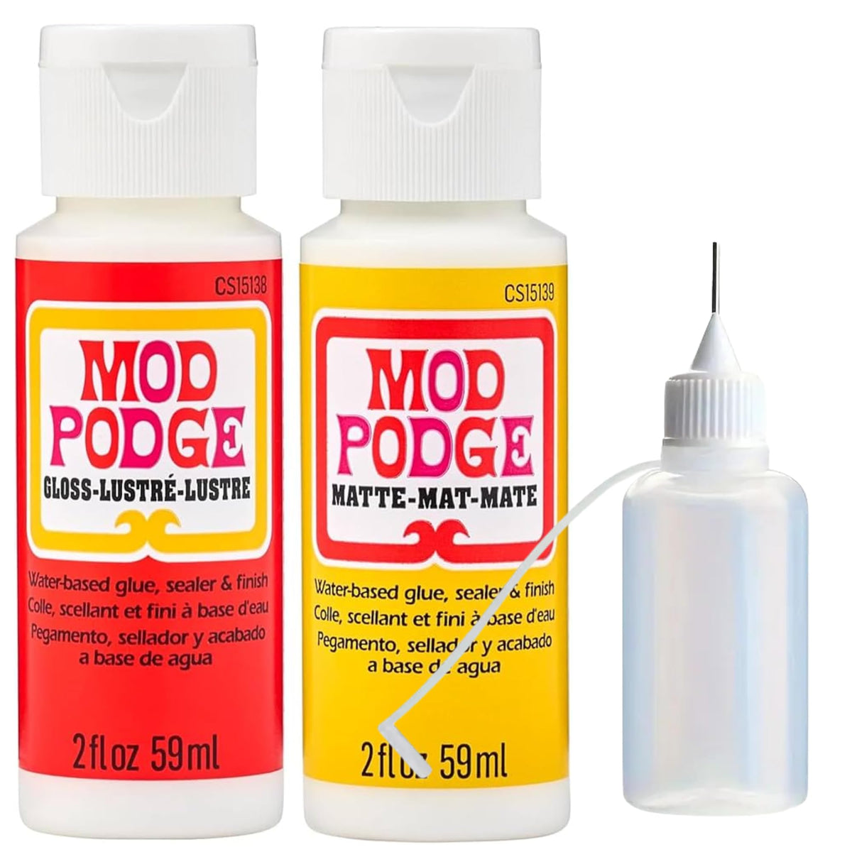 Mod Podge Decoupage Craft Glue & Sealer Bundle - Matte & Gloss Lustre 59ml Bundle with Precision Applicator Bottle |for Diamond Art, Puzzle, Jigsaw