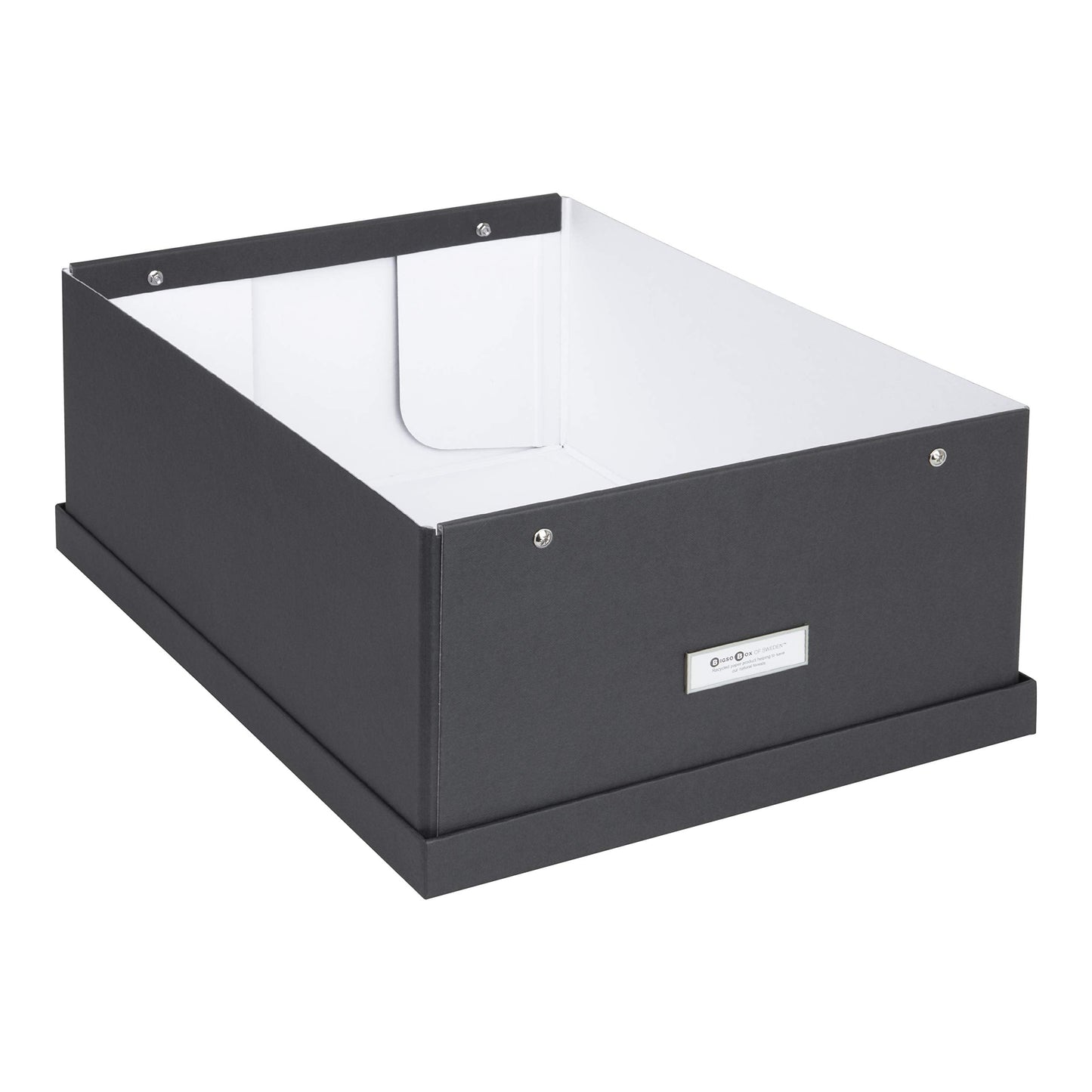 Bigso Box of Sweden Collapsible Storage Box, Paper-Laminated, Dark Grey, L