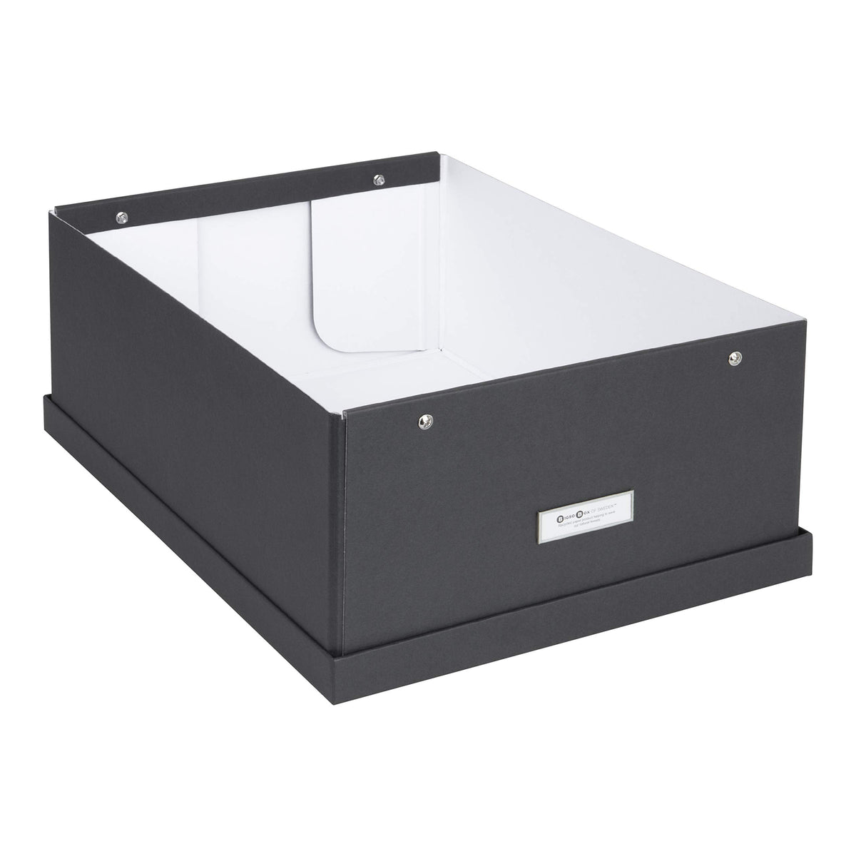 Bigso Box of Sweden Collapsible Storage Box, Paper-Laminated, Dark Grey, L