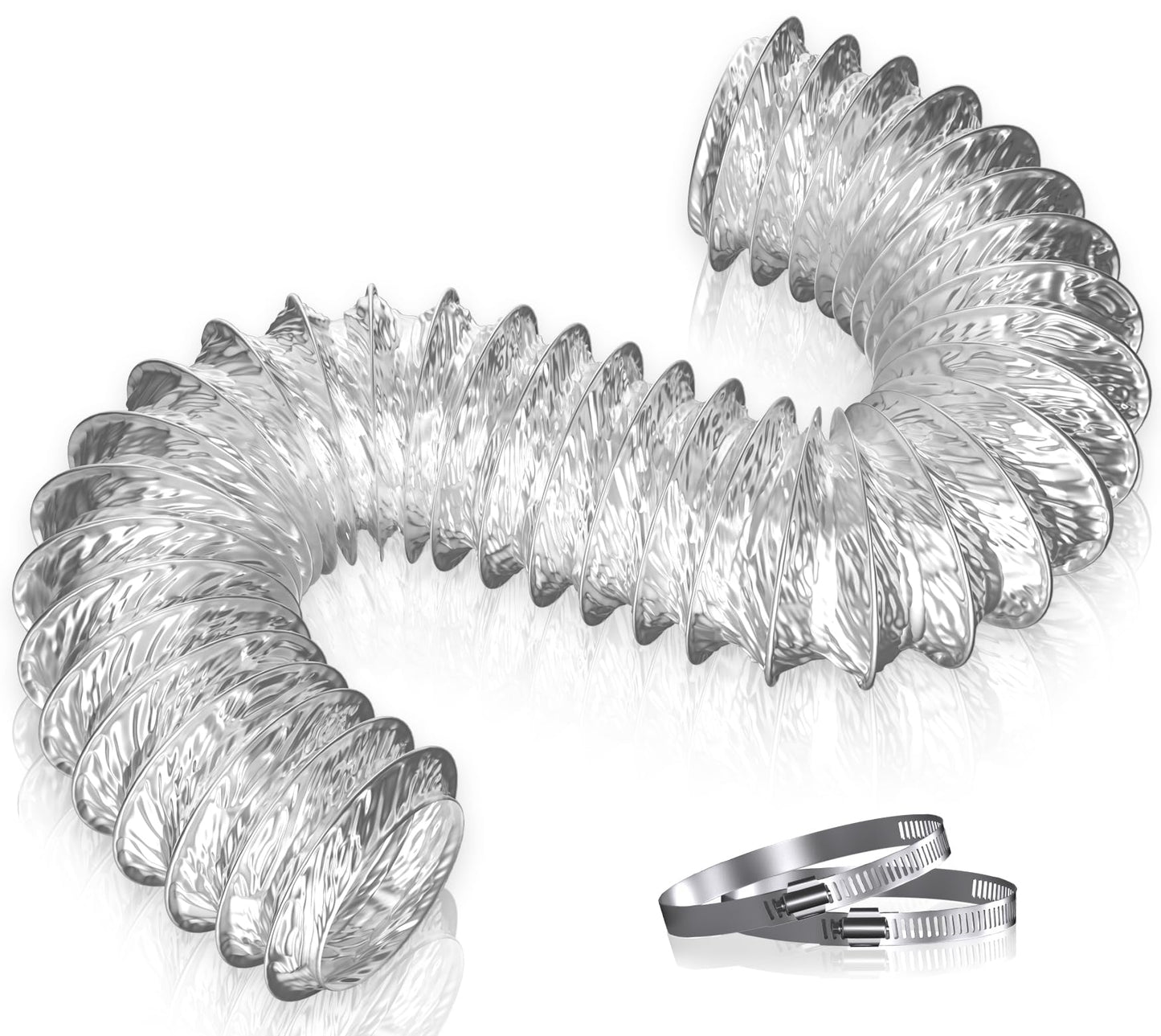 Hon&Guan 150mm Flexible Aluminium Foil Ducting 5m with 2 Clamps Insulated Heat ducting 6 Inch Hot Air Ducting Hose for Cooker Hood, Extractor Fan,