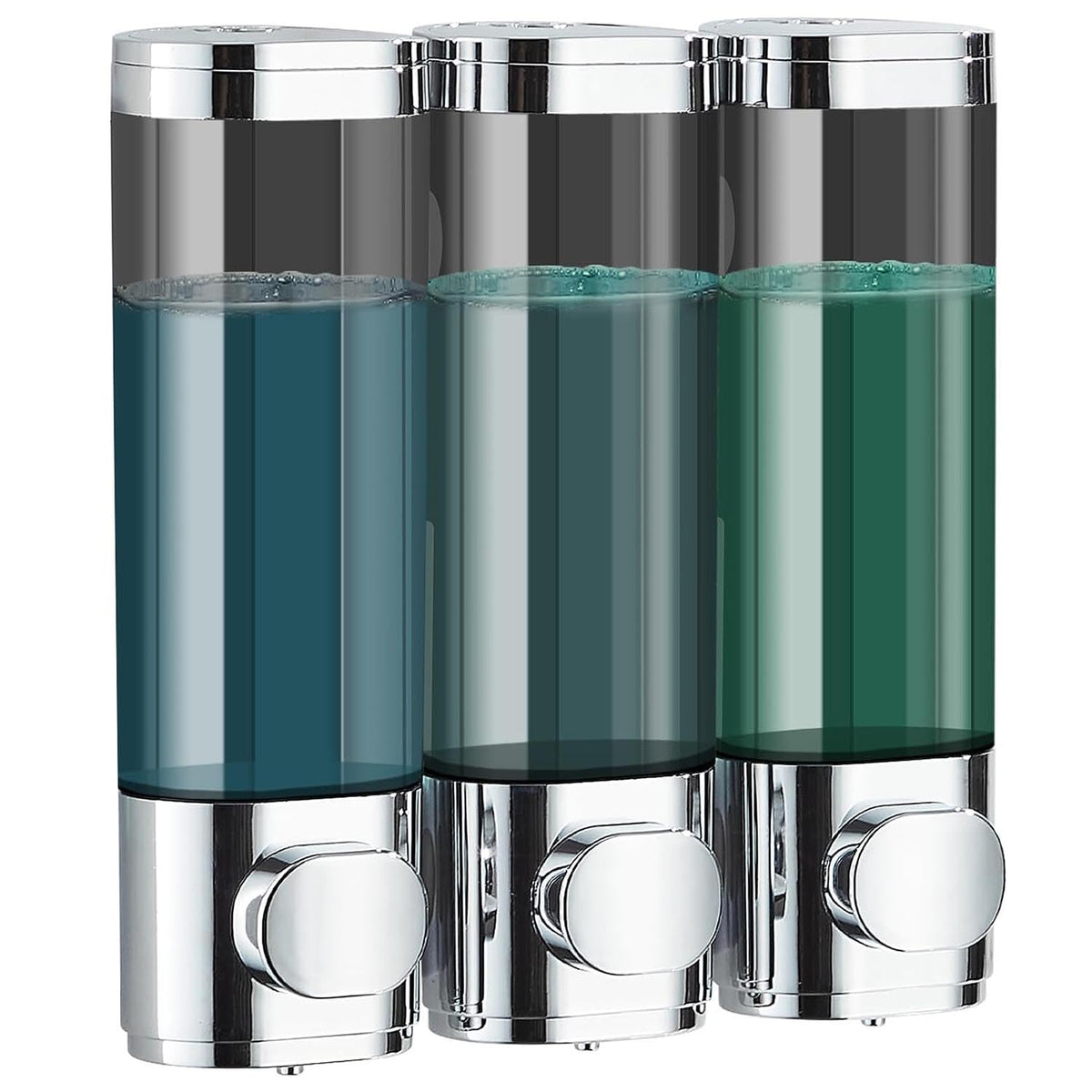 Soap Dispenser,Shampoo Dispenser Wall Mounted for Bathroom,Silver 3 Chamber 300mL*3 Simple Human Plastic Body Wash Shower Gel Shampoo Conditioner Soap