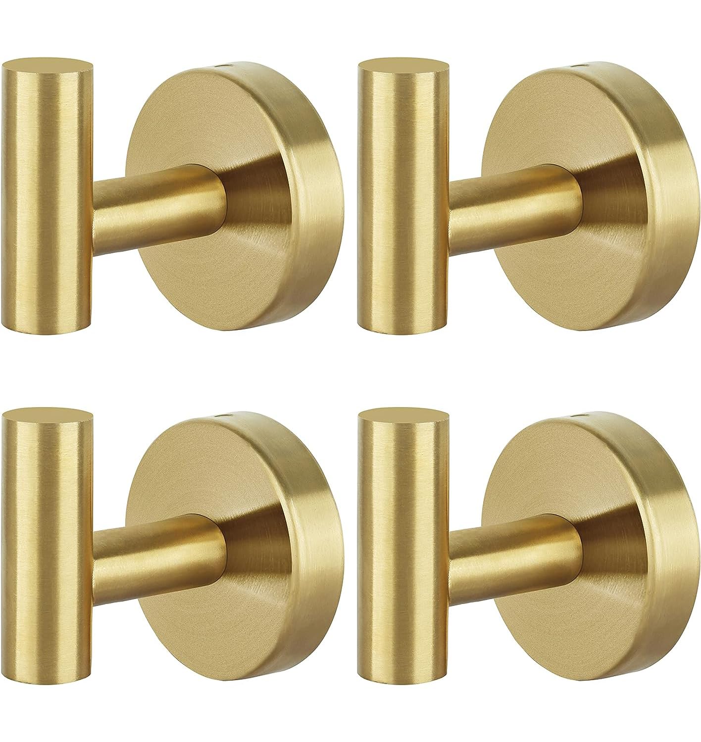 QNIIAED 4 Pcs Bathroom Towel Hook,Screw in Metal Coat Robe Hook SUS 304 Stainless Steel Heavy Duty Wall Door Hanger for Bathroom Kitchen Garage Home