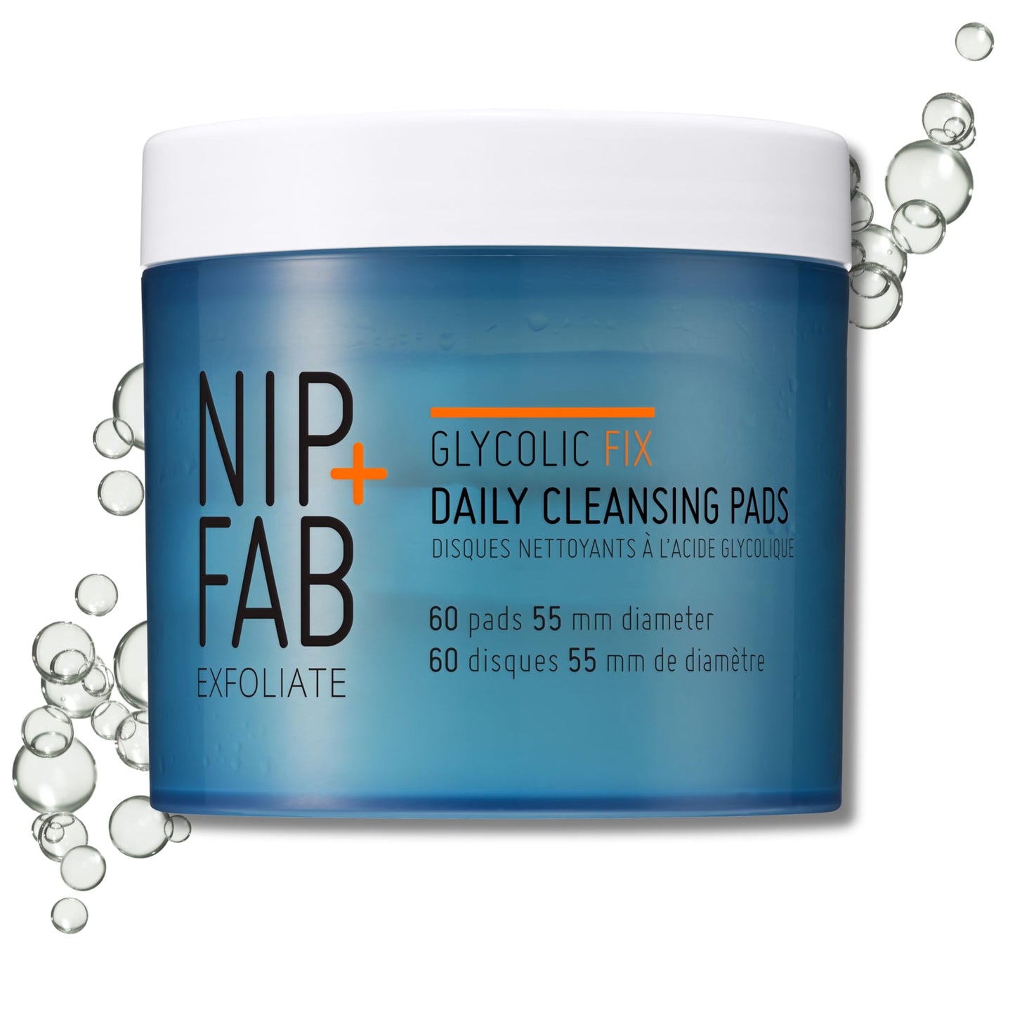 Nip + Fab Glycolic Acid Fix Daily Cleansing Pads for Face with Hyaluronic Acid, Witch Hazel, Exfoliating Resurfacing AHA 60 pads
