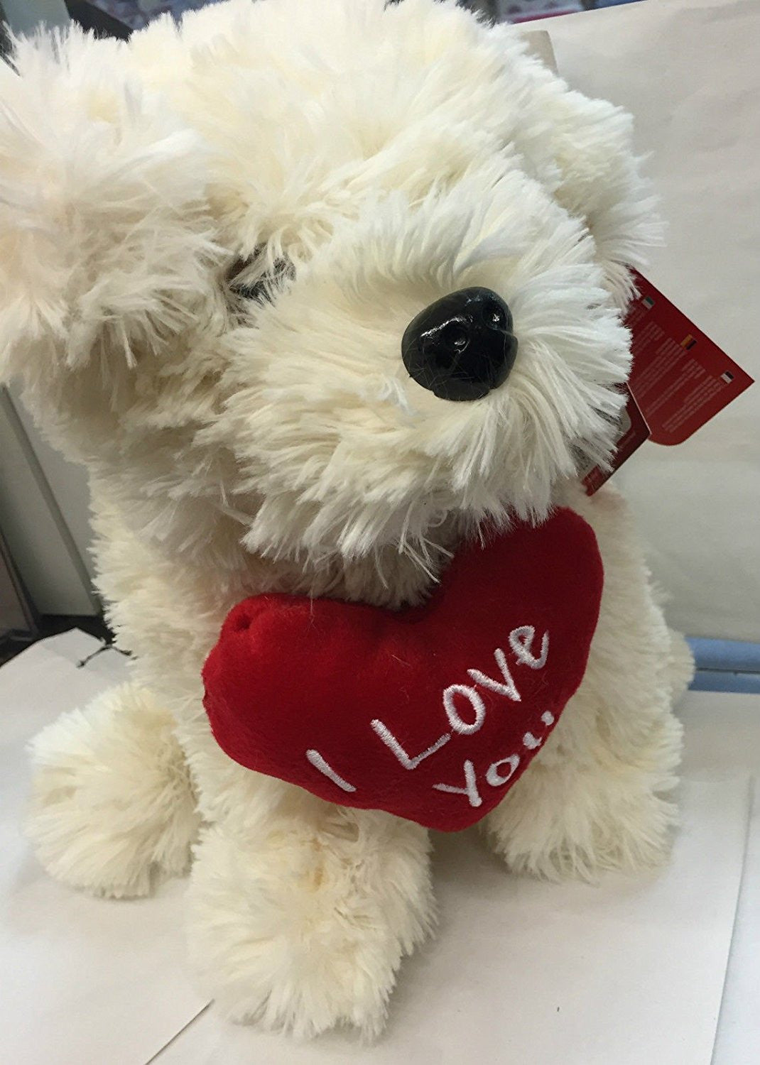 keel 30cm soft white labrador with heart