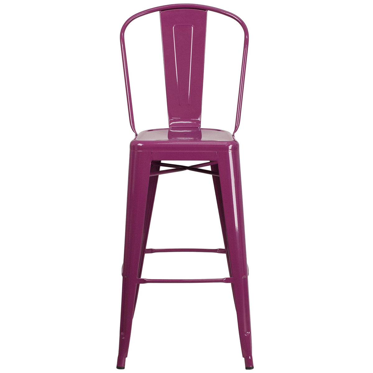 Flash Furniture Blake Commercial Grade 4 Pack 30" High Purple Metal Indoor-Outdoor Barstool with Back