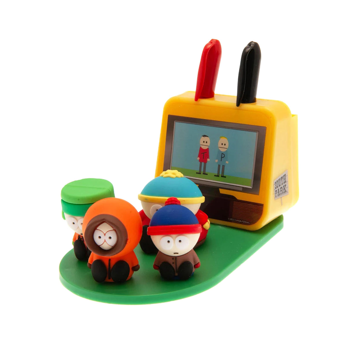 Blue Sky Studios South Park Phone Stand Mini Figures Kenny Kyle Stan Eric, Novelty Desk Tech Accessories, Licensed South Park Merchandise, Fits Any