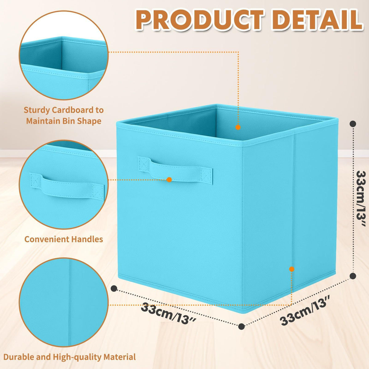 Pinkgarden Storage Box, Collapsible Fabric Storage Cube with Handles for Home, Kids Room, Closet and Toy Organization,Pack of 4, 33 x 33 x 33 cm