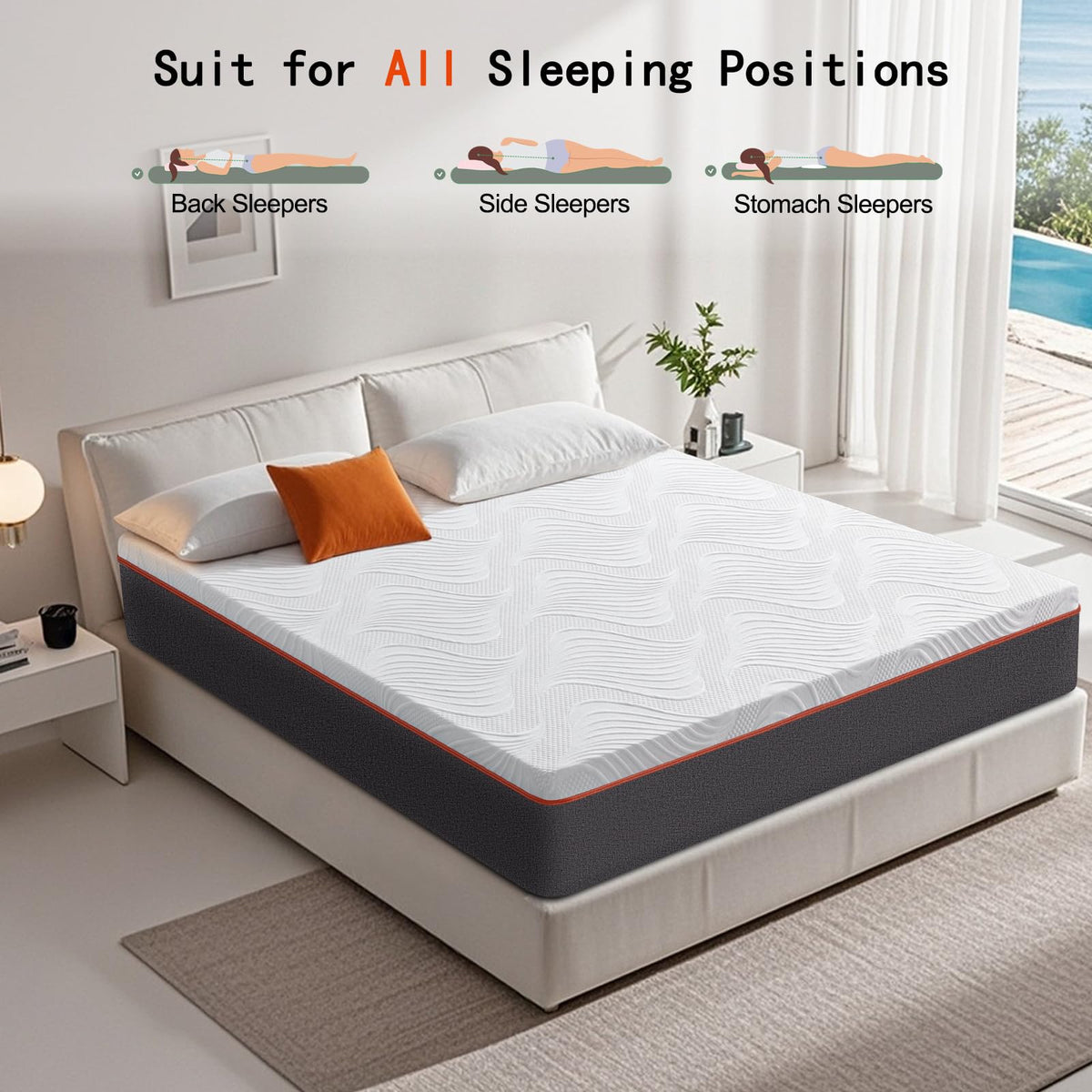 Laccard Double Mattress, 20cm Memory Foam Mattress, Cooling Double Mattresses for Pressure Relief