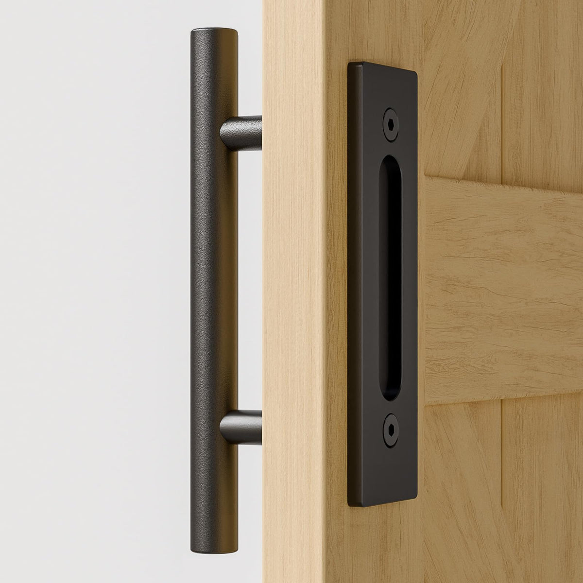 TSMST 24CM Sliding Door Handle Double Sided Barn Door Handle Embedded Invisible Alloy Steel Frosted Black