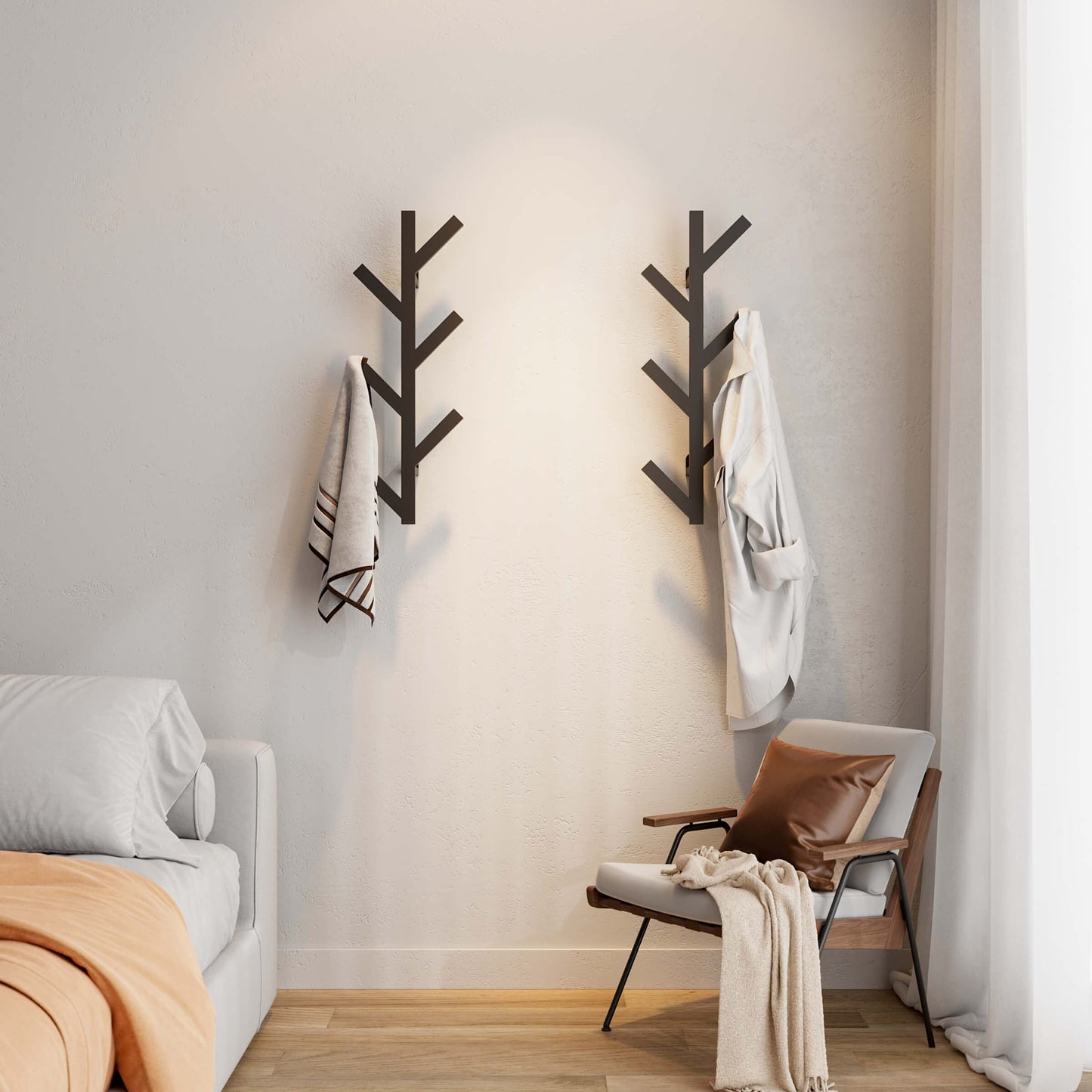 LOFTPLUS Coat Hooks Wall Mounted - 41 cm Vertical Metal Coat Rack with 6 Hooks, Wall Coat Hook for Hanging Jackets, Coats, Hats, Scarves and Handbags