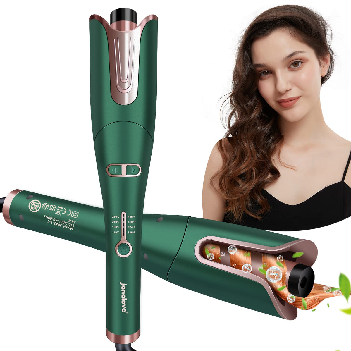janelove Automatic Hair Curler, Curling Wand, Hair Curlers for Long Hair,170?-230? Adjustable Temperature,Ceramic Barrel, with Portable Storage