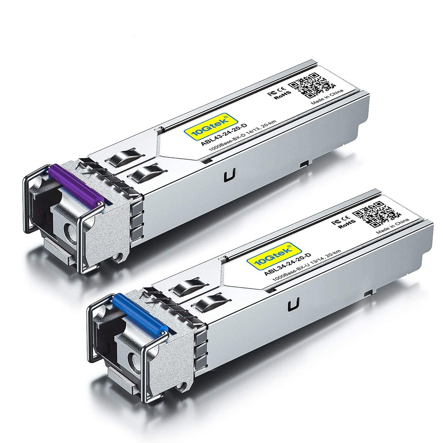 10Gtek a pair of 1.25G SFP Bidi Transceiver 1000Base-BIDI,1490nm/1310nm SMF,up to 20km,for Cisco GLC-BX-D,Ubiquiti UniFi UF-SM-1G-S, Mikrotik, D-Link,