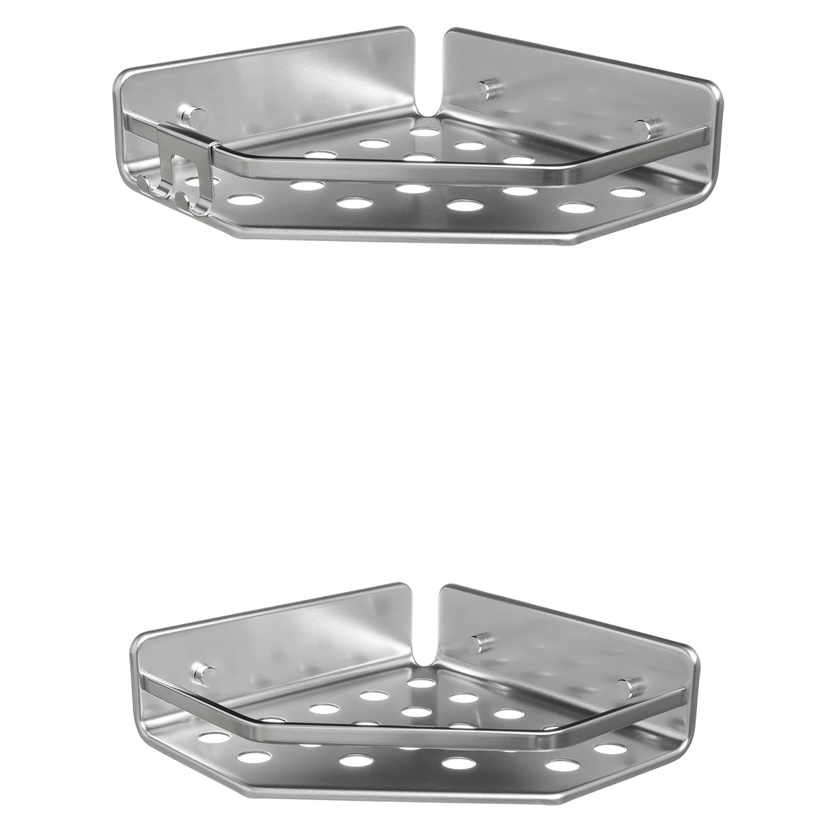TATAY Set of 2 Corner Shower Racks Moon, 100% Stainless Steel, Aluminium, Minimalist Design, 10 Year Warranty. Measures 20 x 20 x 5,5 cm