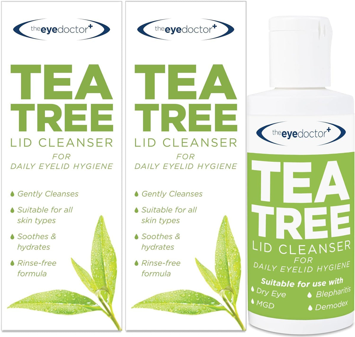 The Eye Doctor Tea Tree Lid Cleanser Twin Pack - 2X 100ml ? Daily Hygiene Remove Debris & Make-up Eyelid Eyelashes ? Suitable for Sensitive Eyes ? Tea
