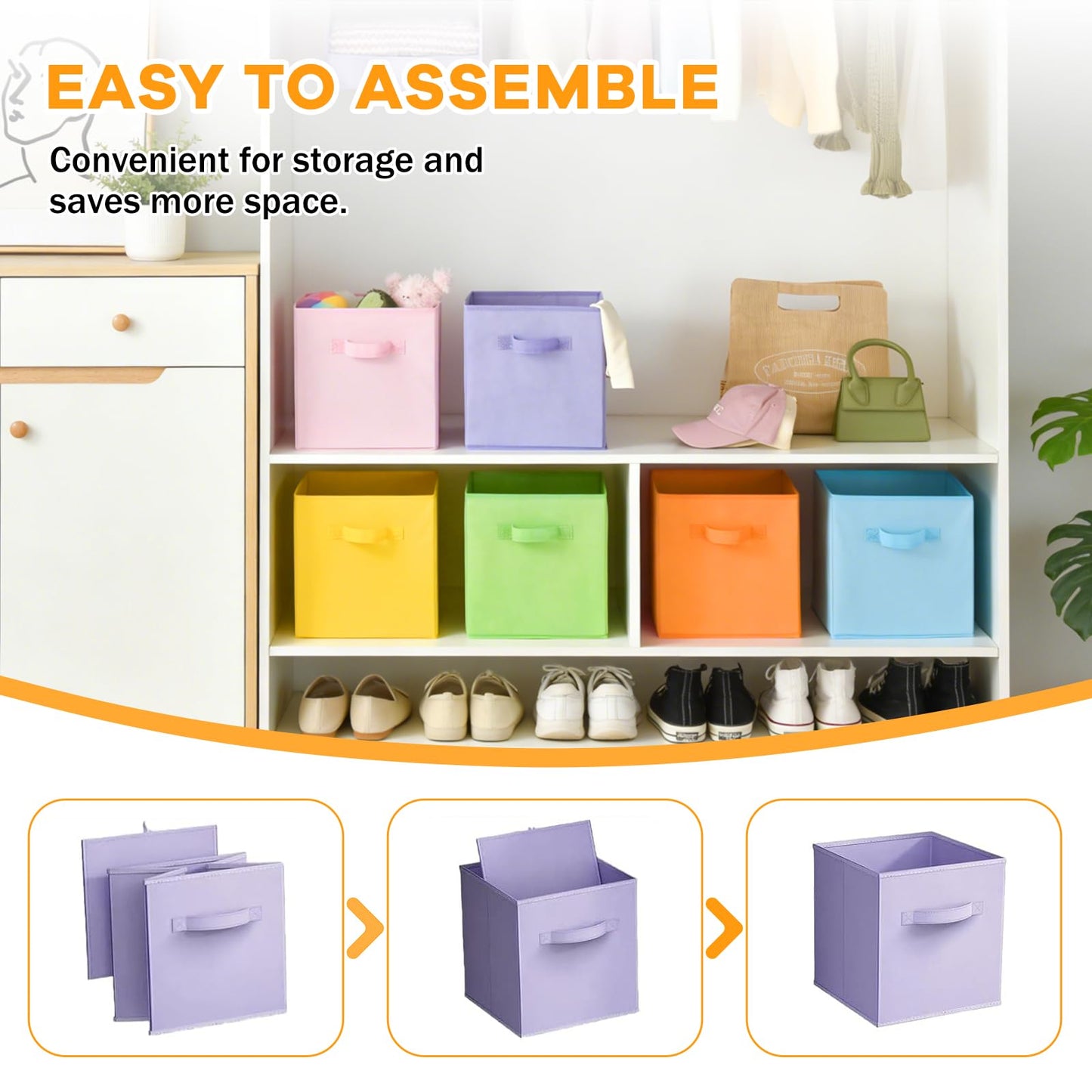 LLHONG 6 Pack Collapsible Cube Storage Boxes, Foldable Storage Cubes